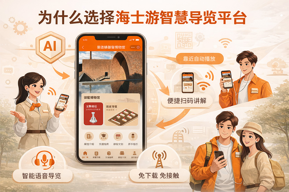 智慧导览平台在博物馆中的应用示意图